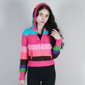 Rainbow Stripe sweatshirt Zip up Hoodie